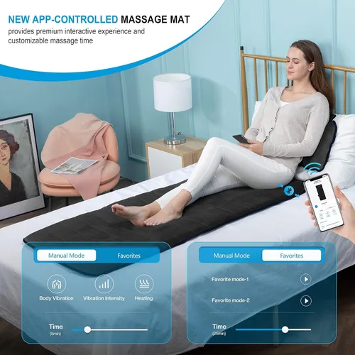 Miniatura 2 de COMFIER Esterilla de masaje de cuerpo completo con calor y vibración - 10 motores, control por aplicación, almohada de cuello shiatsu móvil y 4