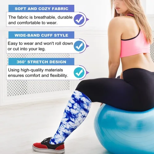 Miniatura 2 de LEVSOX Calcetines de compresión de talla grande, calcetines de soporte de pantorrilla ancha para mujeres y hombres, 15-20 mmHg hasta la rodilla