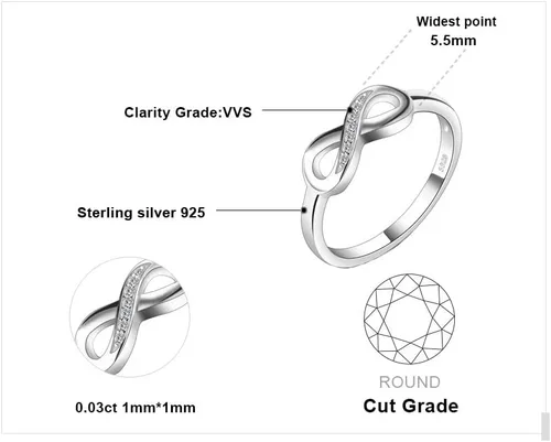 Miniatura 2 de JewelryPalace - Anillos de plata de ley 925 chapados en oro rosa, amarillo o blanco de 14 K para mujer, de compromiso, con circonia cúbica, de boda