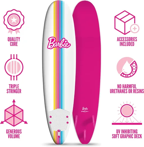Miniatura 5 de Barbie™ Signature - Tabla de surf de 8 pies de Wavestorm Cubierta superior gráfica con parte inferior lisa de alta densidad para niños y adultos