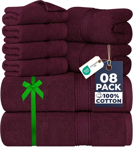 Miniatura 15 de Utopia Towels - Juego de toallas de 8 piezas, 2 toallas de baño, 2 toallas de mano y 4 para la cara, 100% algodón hilado en anillo, 600 GSM, Beige