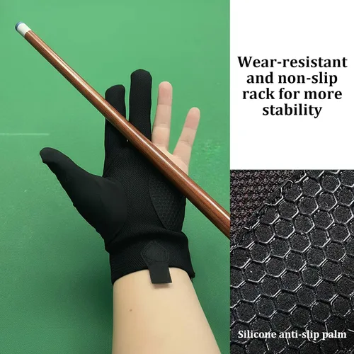 Miniatura 4 de Guante de piscina para mano izquierda, guantes de billar para mano izquierda 3 dedos