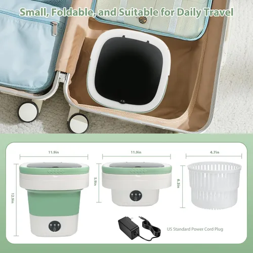 Miniatura 2 de 20L Portable Washing Machine, Foldable Mini Washer with Spin Dryer, 3 Wash Modes for Baby Clothes, Underwear, Travel, RV, Dorm & Apartment