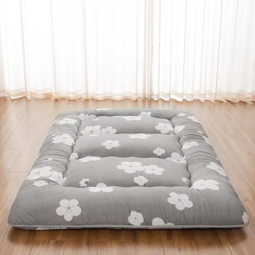 Miniatura 18 de Zelladorra - Colchón japonés de suelo, colchón futón con bolsa de almacenamiento portátil, enrollable, grueso, de tatami, para campamento, Flor