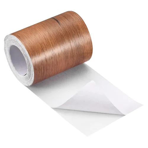 Miniatura 10 de uxcell Cinta de grano de madera, 3.94 pulgadas x 16.41 pies, adhesivo de papel de pared autoadhesivo para pared, esquina, mesa, puerta, sofá, rojo