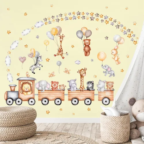 Miniatura 6 de Calcomanías de pared para bebé, calcomanías de pared para guardería, globo de dibujos animados, calcomanías de pared de animales, calcomanías