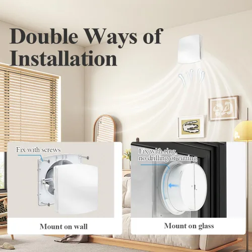 Miniatura 6 de WiseWater Extractor de baño, 110 V CA 56 CFM, 34 dB, conducto de 4 pulgadas, ventilador extractor de panel de 6 pulgadas, ventilador de ventilación