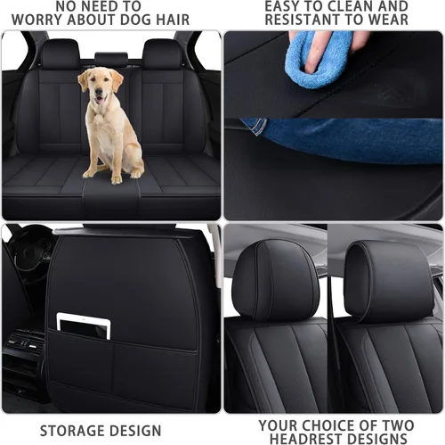 Miniatura 5 de TOMIC Nephele - Juego completo de 5 fundas de asiento de automóvil, de cuero impermeable, universal, para Nissan Honda Civic CRV Hrv Kia Sorento