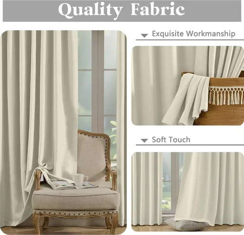 Miniatura 2 de Simplebrand Cortinas naturales extra largas para oscurecer la habitación del patio, 120 pulgadas de largo, 2 paneles para sala de estar, privacidad