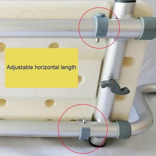 Miniatura 4 de Banco de baño, taburete de ducha resistente de aluminio de longitud ajustable, asiento de baño adecuado para bañeras con un ancho de apertura de 23