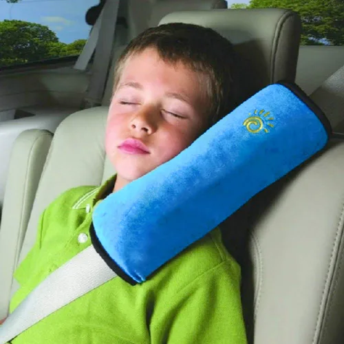 Miniatura 3 de 2 almohadas azules para cinturón de seguridad para niños, almohada para cinturón de seguridad de bebé, protector de almohada de asiento de automóvil