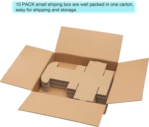 Miniatura 5 de Paquete de 10 cajas de envío pequeñas de 4 x 4 x 2 pulgadas (tamaño interior), cajas de cartón corrugado pequeñas para envíos, cajas de embalaje