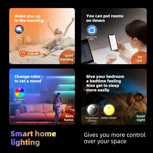 Miniatura 4 de Lámpara de techo inteligente de montaje empotrado con control remoto, compatible con Alexa/Google Home, regulable RGB cambio de color (2700K-6000K)