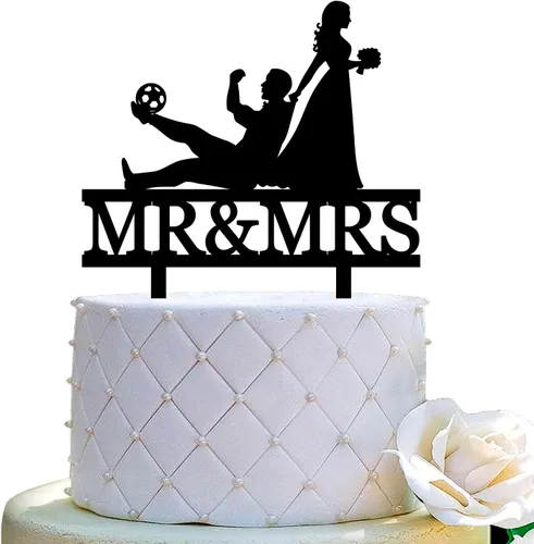 Decoración de pastel de boda de fútbol, decoración de pastel de fútbol, decoración de pastel de boda de jugador de fútbol, novia arrastrando novio