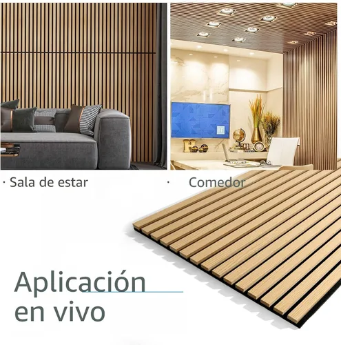 Miniatura 8 de Art3d 2 paneles acústicos de listones de madera para pared y techo, panel de absorción de sonido acanalado 3D con acabado de madera, roble