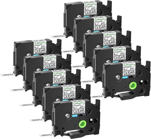GREENCYCLE TZe-111 - Cinta adhesiva transparente laminada de 0.23 pulgadas compatible con Brother P-Touch TZ-111 TZe111, cinta negra sobre