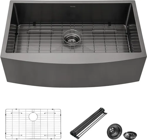 Miniatura 12 de Mocoloo Fregadero de granja de 30 pulgadas de acero inoxidable - Fregadero de cocina de granja de 30x21 pulgadas con delantal frontal, de un solo