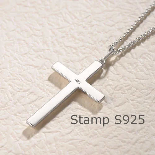 Miniatura 4 de FANCIME White Gold Plated 925 Sterling Silver Cross Pendant Necklace With 4MM Figaro Solid Curb Link Chain Gifts for Him Men, 24-INCH