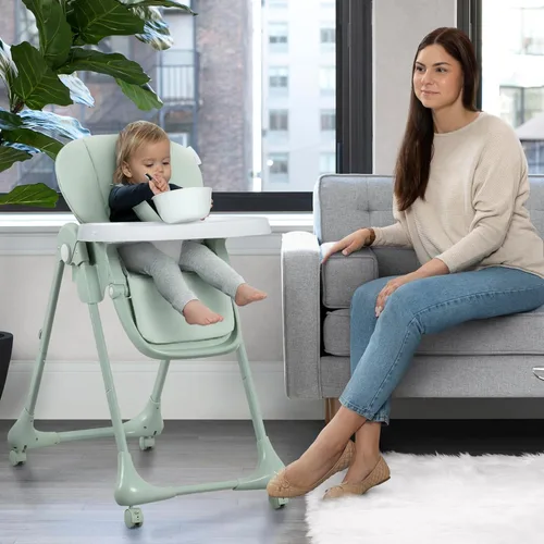 Miniatura 9 de Little Folks by Delta Children - Silla alta SlimFold 2 en 1 para bebés y niños pequeños, color verde salvia