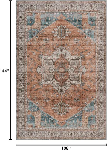 Miniatura 236 de GLN Rugs Traditional Collection - Alfombra de felpilla lavable a máquina, tradicional lavable, antideslizante, alfombra de felpilla de pelo corto