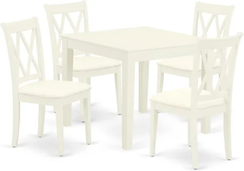 Miniatura 10 de East West Furniture OXCL3-LWH-C - Juego de mesa de comedor de 3 piezas contiene una mesa de cocina cuadrada y 2 sillas de comedor tapizadas de tela