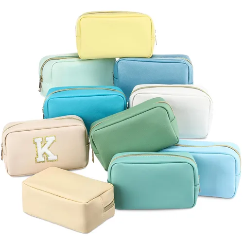Miniatura 15 de Sweetude 10 bolsas de maquillaje a granel para mujeres, regalo preparatorio, bolsa de cosméticos de piel sintética, pequeña bolsa de aseo
