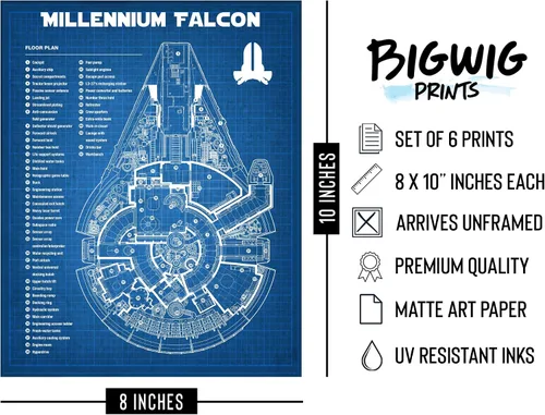 Miniatura 3 de BigWig Prints Planos de Star Wars - Póster de Star Wars, decoración de pared de Starwars, pósteres de Starwars para paredes, estrella de la muerte