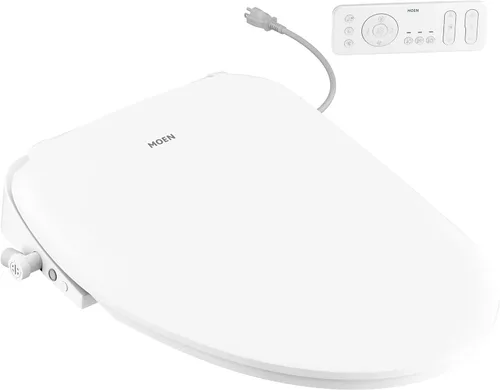 Moen EB2100 5-Series - Asiento para bidé electrónico premium para inodoros alargados en color blanco con control remoto y secador de aire caliente