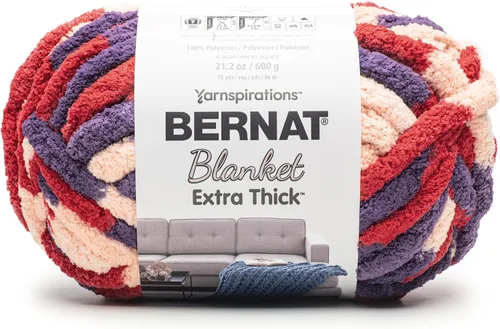 Miniatura 21 de Bernat - Hilo para manta extra grueso color niebla azul - 1 paquete de 21.12 oz/598.74 g - 100% poliéster - #7 Jumbo - 72 yardas - Hilo grueso