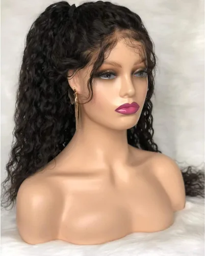 Miniatura 3 de Voloria Cabeza de maniquí femenino realista con maniquí de hombro Cabeza de PVC Busto Peluca Soporte de cabeza con maquillaje para pelucas, collar