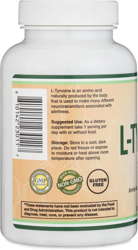 Miniatura 4 de L-Tirosina 1,000mg por porción, 120 cápsulas vegetarianas (Suplemento de L-tirosina para memoria, atención y enfoque) Aminoácido, seguro