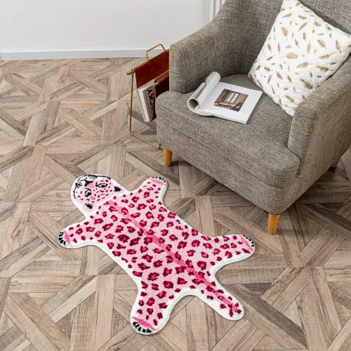 Miniatura 6 de Divertida alfombra de baño de leopardo marrón para baño, bonita alfombra de baño de dibujos animados de leopardo, antideslizante, absorbente