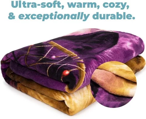 Miniatura 6 de Dawhud Direct Manta de Vellón con Atrapasueños de Lobo - 50x60 Pulgadas de Felpa Suave para Niños y Adultos - Manta Acogedora con Lobos para Cama