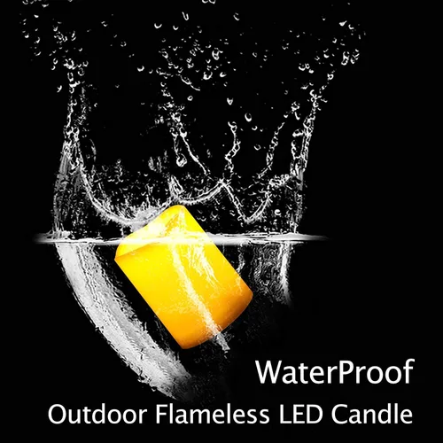 Miniatura 4 de 2 velas LED sin flama, de pilas, impermeables, para exteriores, con control remoto y temporizador, luz nocturna parpadeante de resina plástica