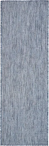 Miniatura 4 de Unique Loom Collection Alfombra de Área Plana Casual de Transición Sólida Jaspeada para Interiores/Exteriores (Pasillo 2' x 6' 1", Azul/Azul Marino)