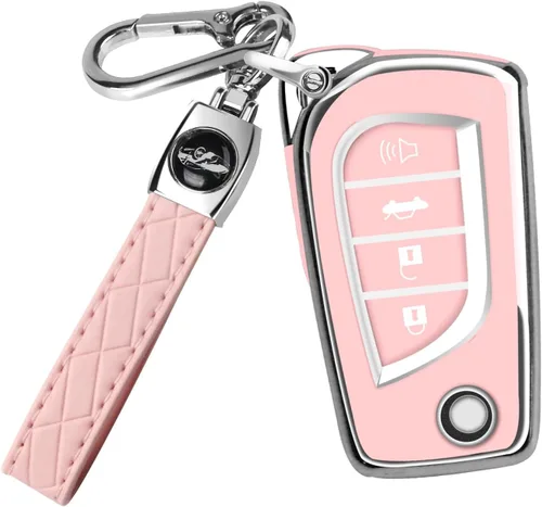 Miniatura 15 de QBUC Funda para llavero Toyota compatible con Toyota Fortuner Tundra Camry RAV4 Highlander Corolla Smart Key Sliver
