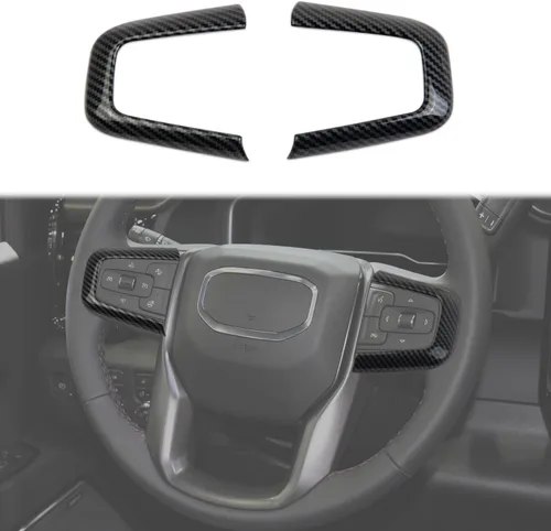 Cubierta Interior del Volante con Aspecto de Fibra de Carbono Accesorios de Moldura para GMC Yukon 2021-2024 para Sierra 1500 2500 3500 2019-2026