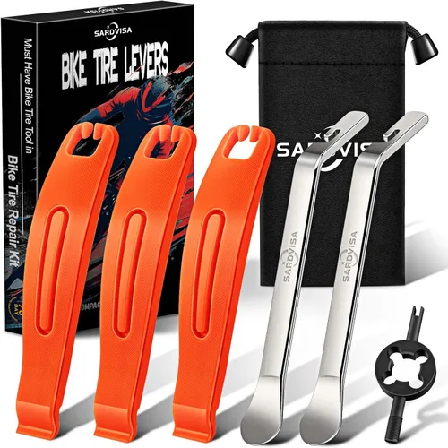 SARDVISA Palancas de neumáticos de bicicleta | Palancas de neumáticos ultra fuertes y cucharas de neumáticos de acero inoxidable, herramienta de