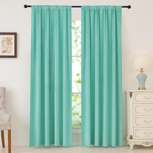 nanbowang Cortinas de Terciopelo Verde Agua de 96 Pulgadas de Largo Cortinas Suaves con Bolsillo para Barra Cortinas con Aislamiento Térmico
