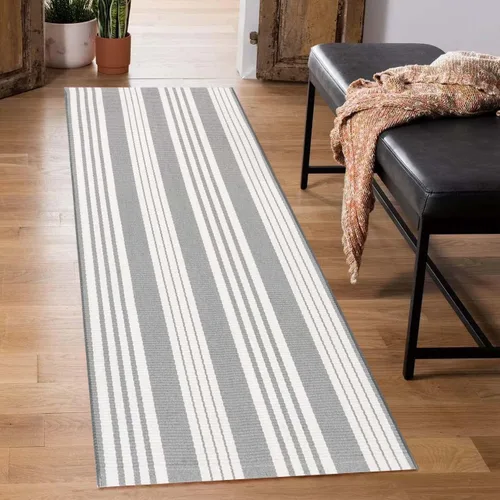 Miniatura 38 de Tapete para exteriores de rayas color negro y blanco, tapete tejido a mano lavable a máquina para interiores, porche, entrada, sala, pasillo, Rayas
