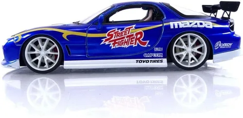 Miniatura 2 de Jada Street Fighter 1:24 1993 Mazda RX-7 - Coche fundido a presión y figura de Chun-Li de 2.75 pulgadas, juguetes para niños y adultos