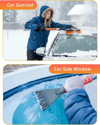 Miniatura 2 de EcoNour Raspadores de hielo de aluminio de 27 pulgadas para parabrisas de automóvil, raspador de ventana de automóvil y cepillo de nieve con agarre