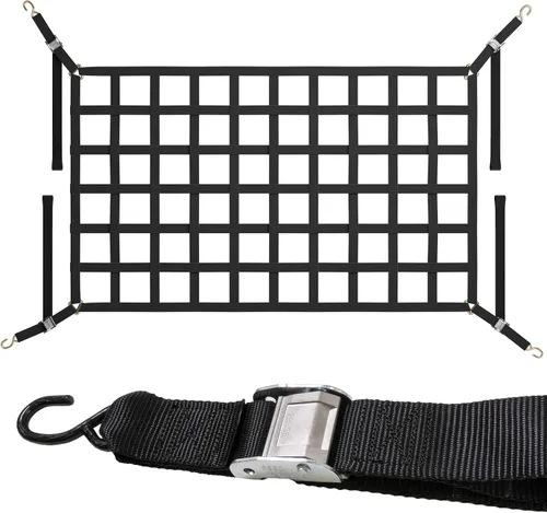 Miniatura 10 de US Cargo Control Redes de carga para cama de camioneta 4.2 pies x 3.5 pies (paquete de 2), redes de carga ajustables para camiones con ganchos en S