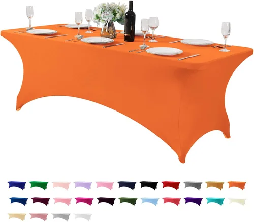 Miniatura 51 de Mantel de elastano para mesas de 4, 6 u 8 pies, mantel elástico universal ajustable para fiestas, banquetes, bodas y eventos - Verde manzana