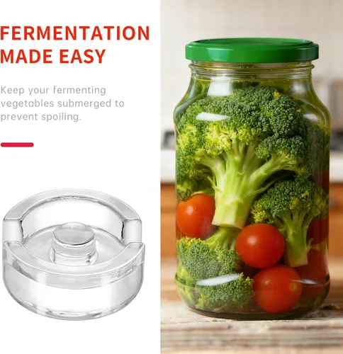 Miniatura 5 de 2Pcs Fermentation Glass Weights for Wide Mouth Jars - Pickle Bottles with Sealing Lids for Efficient Fermenting - Durable, Transparent Fermenting