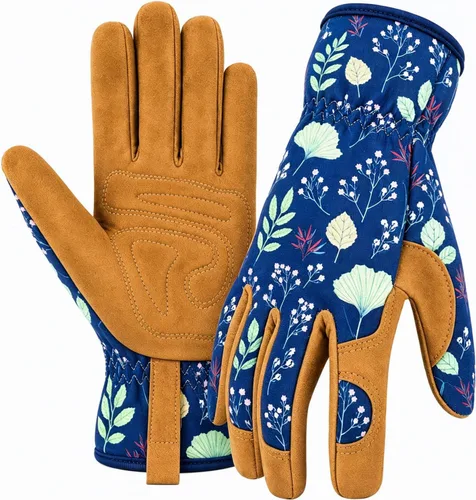 Miniatura 13 de Guantes de jardinería para mujeres, guantes de cuero para trabajo en jardín, a prueba de espinas, sin perforación, para cavar, plantar y podar
