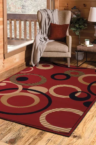 Miniatura 5 de United Weavers Dallas Hip Hop Runner - Alfombra roja de 2 x 8 pies, alfombra moderna para interiores con respaldo de yute, diseño geométrico
