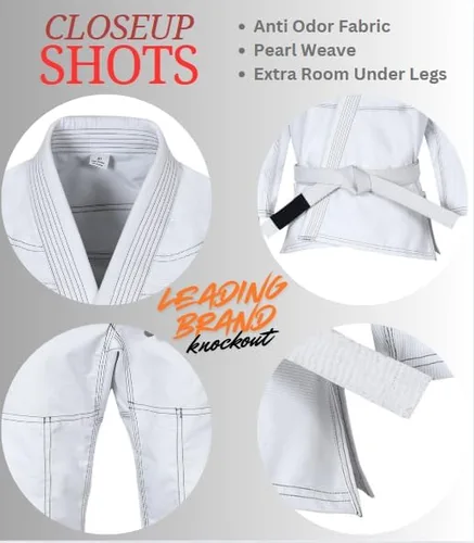 Miniatura 4 de Knockout Fight Gear Jiu Jitsu Gi brasileño para hombres, BJJ Gi mujeres Grappling gi Ultra Light, tela pre-HRUNK que absorbe el sudor