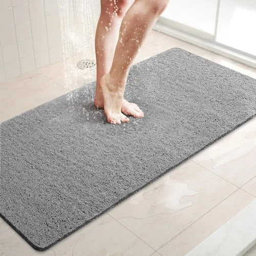 Miniatura 25 de LuxStep - Tapete de ducha, de 24 x 36 pulgadas, tapete de baño antideslizante con drenaje, tapete de baño de cloruro de polivinilo, de secado Gris