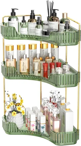 Miniatura 8 de GTI Organizador de 2 niveles para encimera de baño, organizador de esquina multifunción para encimera de baño, organizador de maquillaje y perfume
